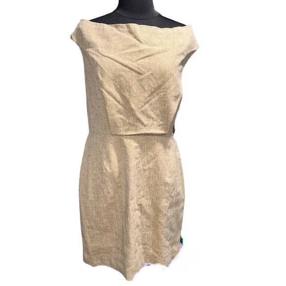 NEW Ports 1961 Brown Plaid Linen Sleeveless Dress